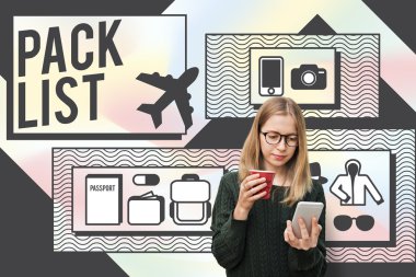 Akıllı telefon kullanan genç kız.