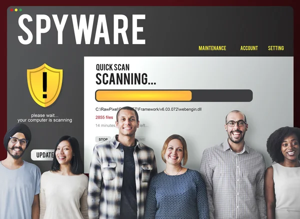 Diversity-Menschen und Spyware — Stockfoto
