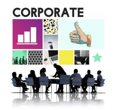 Şirket toplantısında iş insan siluetleri