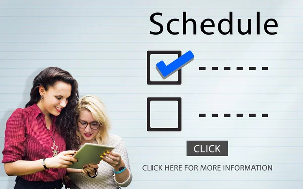 Girls looking on tablet screen — Stock Photo, Image