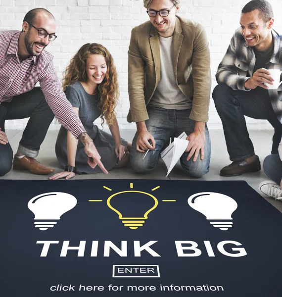 Designers working with poster and Think Big — Stock Photo, Image