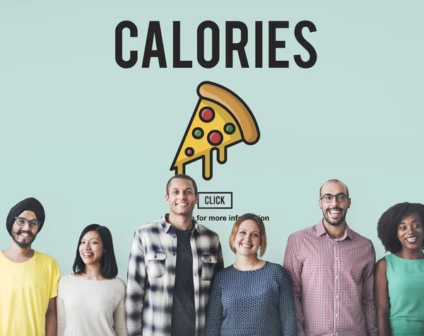 Diversiteit mensen en calorieën — Stockfoto