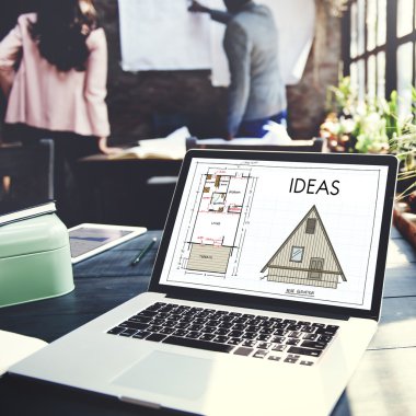 laptop Masası ve fikirler kavramı