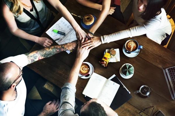 People with hands together — Stock Photo, Image