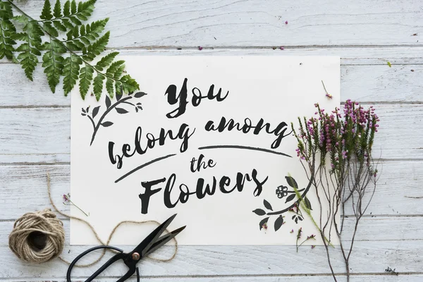 Mooie kalligrafie en florale decoraties — Stockfoto