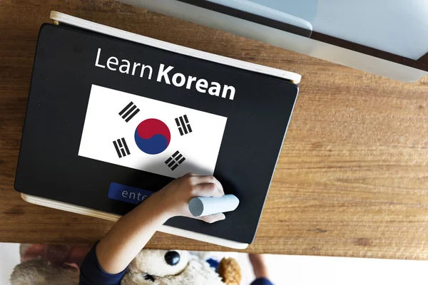 Aprendizagem infantil Língua coreana — Fotografia de Stock