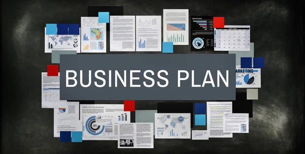 Lavagna con business plan — Foto Stock