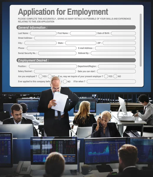 业务人员和应用程序为就业 — 图库照片