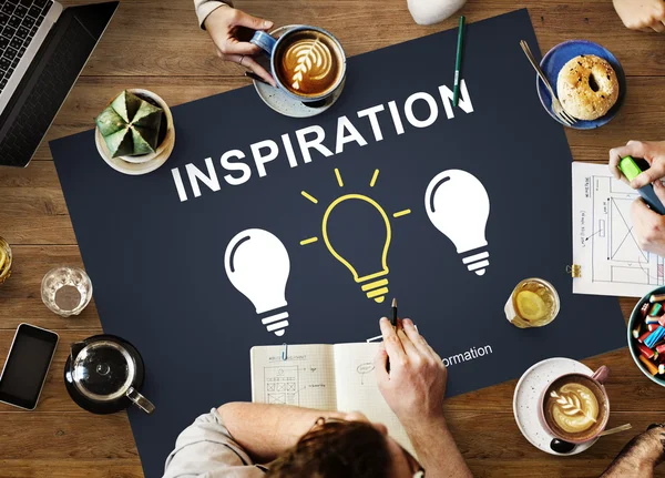 Mesa con póster con concepto de inspiración —  Fotos de Stock