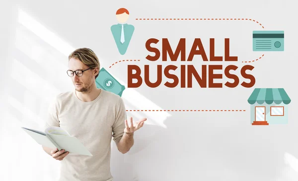 Empresário que trabalha com pequenas empresas — Fotografia de Stock