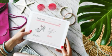 Kadın alışveriş Online kavramı