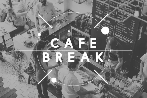 Mensen in café en Cafe Break — Stockfoto