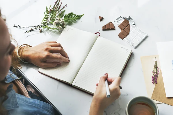 Woman Writing Diary Concept — Stock Photo, Image