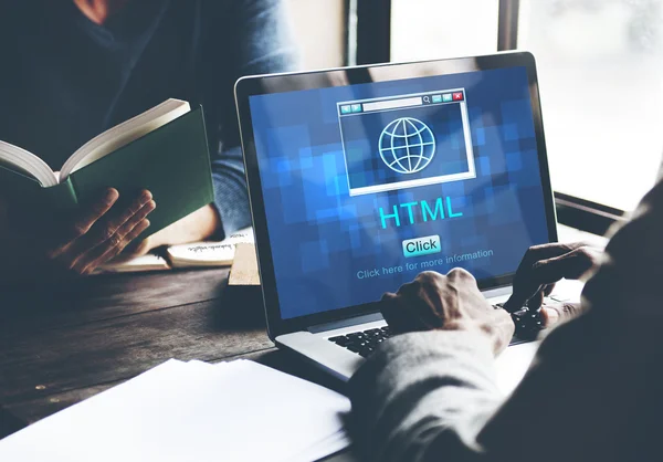 Man working with laptop — Stock Photo, Image