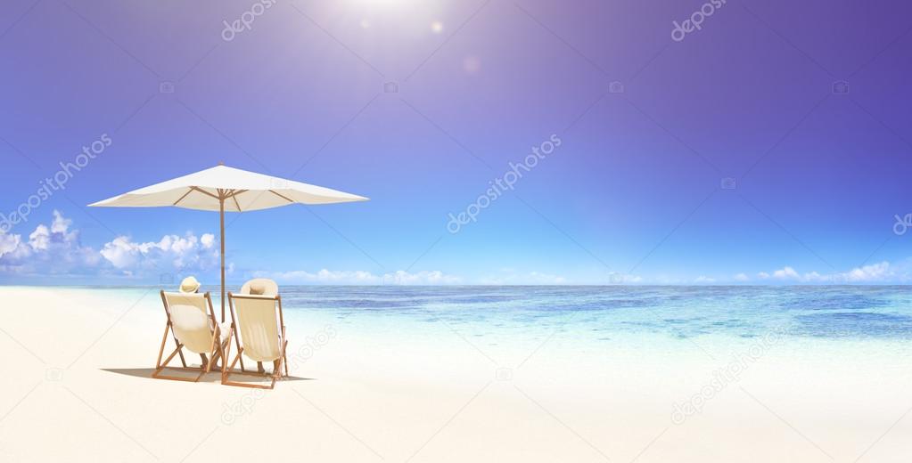 Couple relaxing at beach
