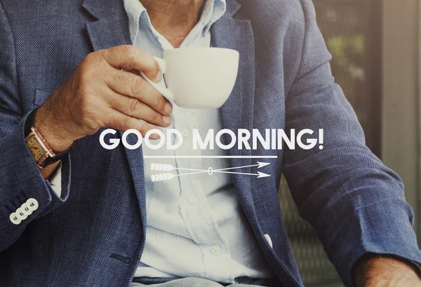 Forretningsmann med hvit kopp kaffe – stockfoto