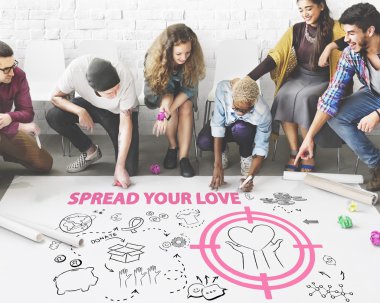 Kattaki insanlar çizim afiş