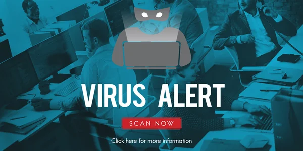 Personnes travaillant et concept d'alerte de virus — Photo