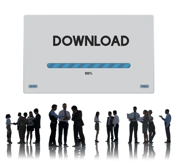 Zakenmensen en pictogram voor Download balk — Stockfoto