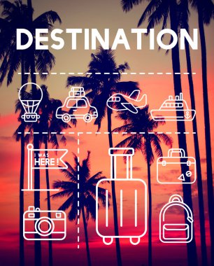 güzel günbatımı gökyüzü ve avuç içi