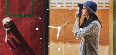 Fotoğraf yapma siyah şapkalı kız