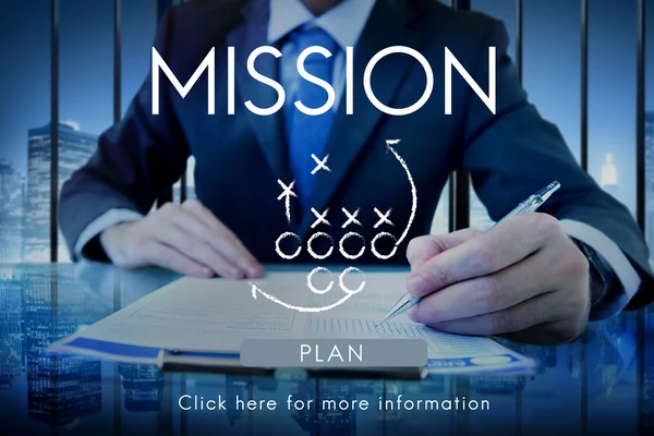 Hombre trabajando con Mission Concept —  Fotos de Stock