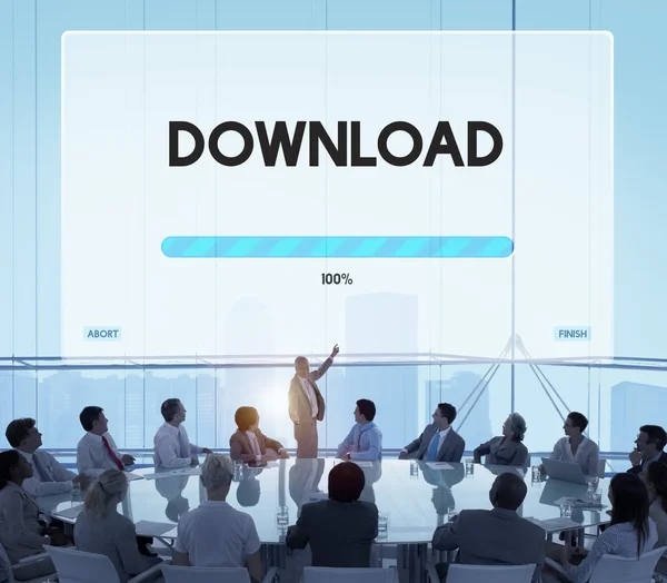 Zakelijke mensen met voortgang van download snelheid — Stockfoto