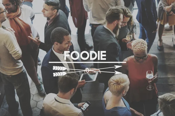 Grande gruppo di persone e Foodie — Foto Stock