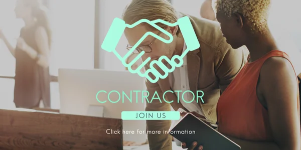 People working in office and Contractor — Stock Photo, Image