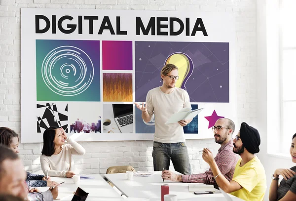 A digitális média üzleti találkozó — Stock Fotó