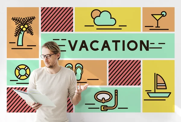 Zakenman werken met vakantie — Stockfoto