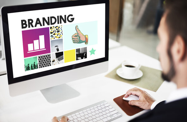 computer with Branding on monitor