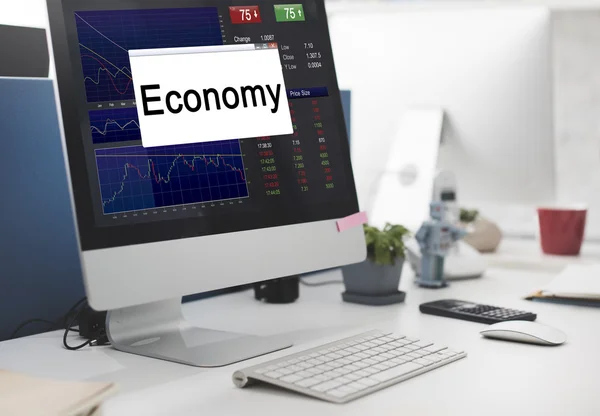 Computer monitor on workplace desk — Stock Photo, Image