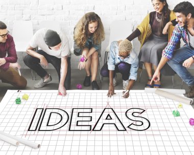 Kattaki insanlar çizim afiş