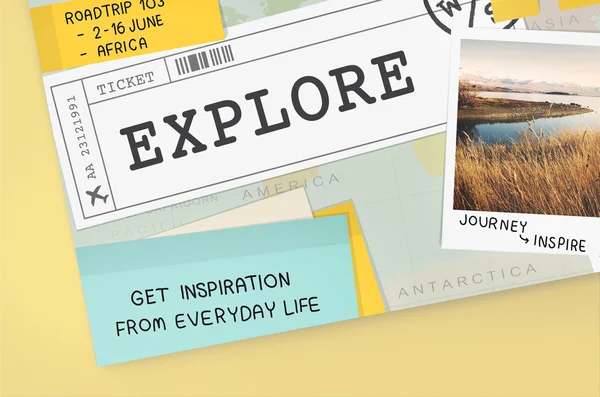 Travel advertisement on card — Stock Photo, Image