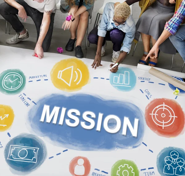 People drawing banner on floor — Stock Photo, Image