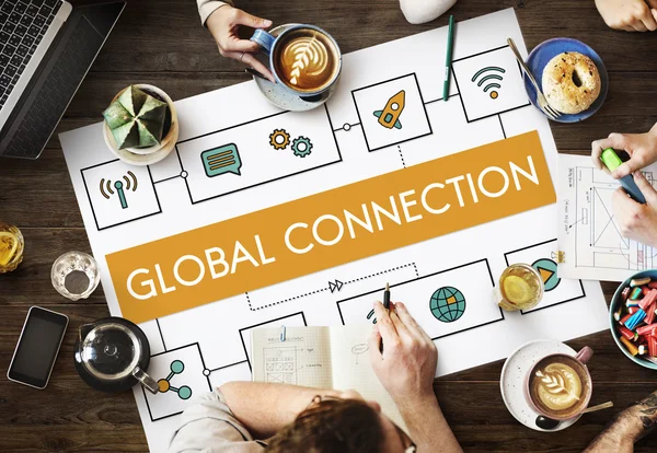 Tabela z plakatu z koncepcji globalnego połączenia — Zdjęcie stockowe