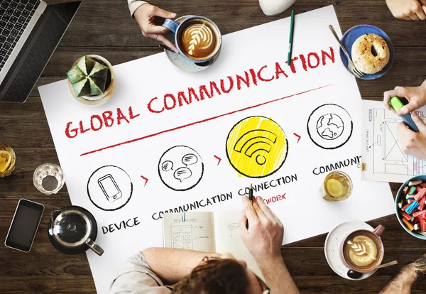 Таблиця з плаката з концепцією глобальної комунікації — стокове фото