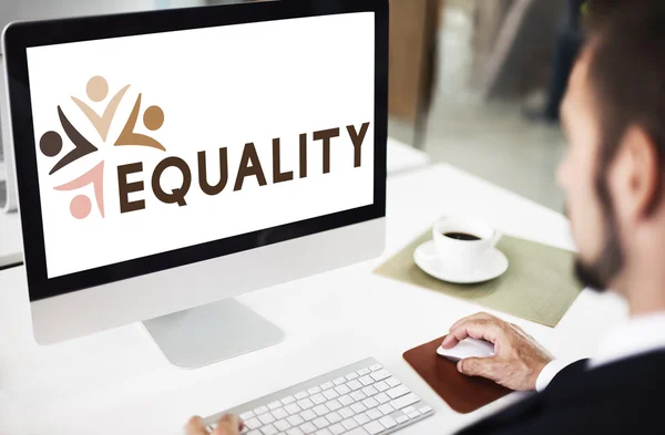 Computer with Equality on monitor — Stock Photo, Image