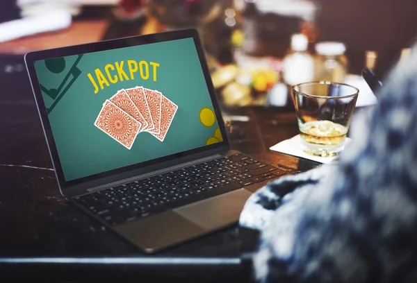 Schermo del computer e gioco d'azzardo Jackpot Concept — Foto Stock