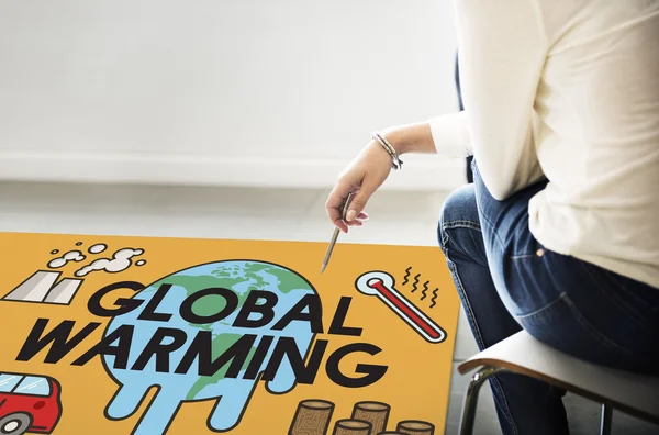 Poster with Global Warming Concept — Stock Photo, Image
