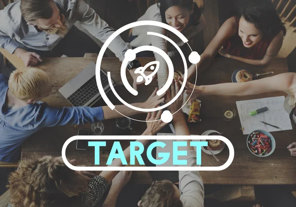 People with hands together and Target — Stock Photo, Image