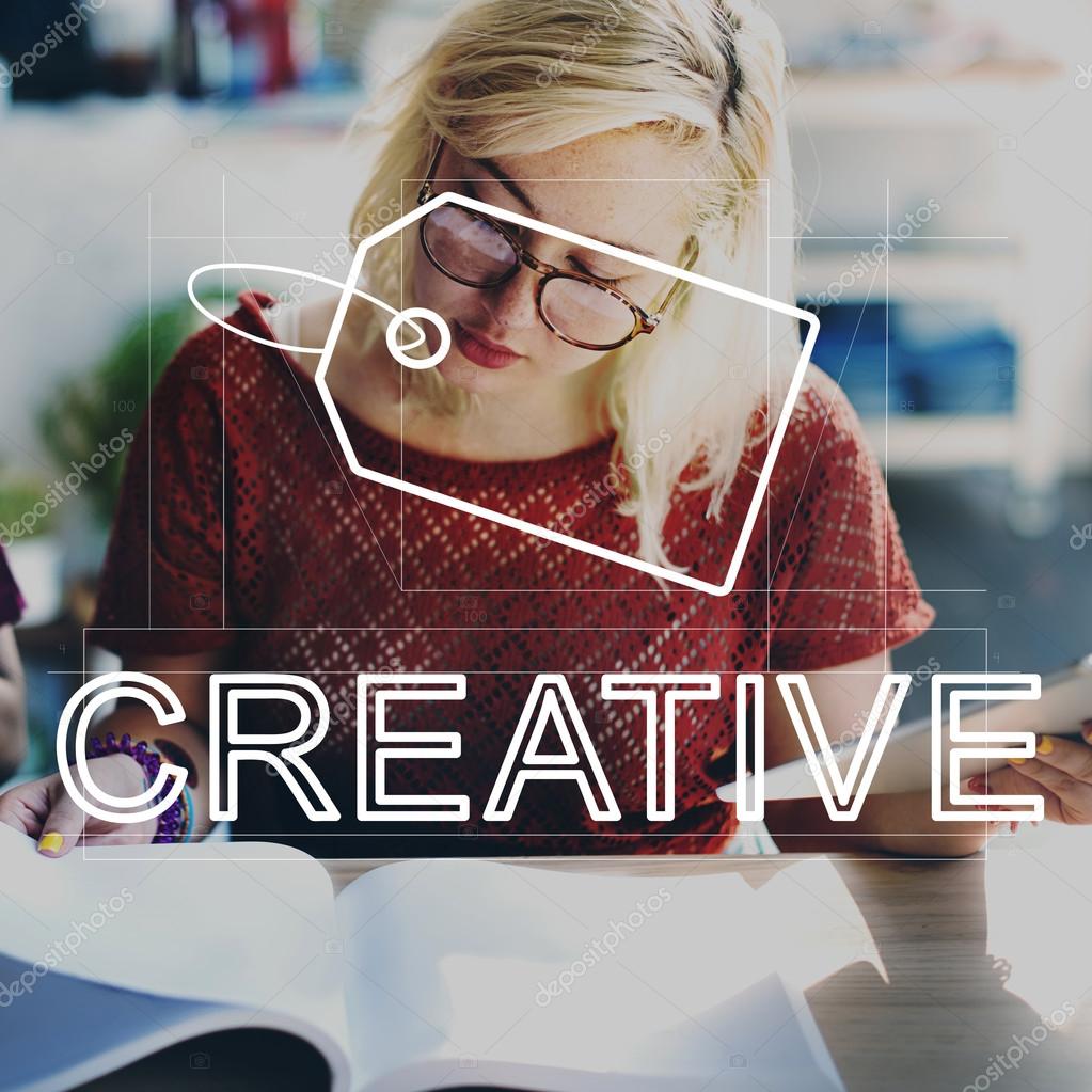 Girl studying with notebook, Creative Concept