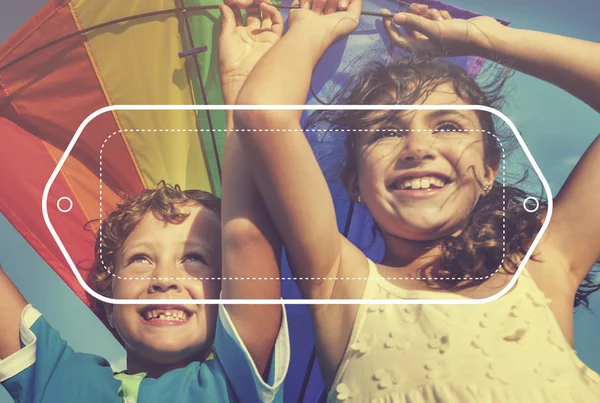 Cheerful Children Playing with Kite — Stock fotografie