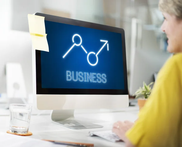 Computer with Business on monitor — Stock Photo, Image