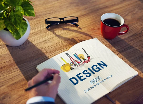 Man aan het werk met Design Concept — Stockfoto