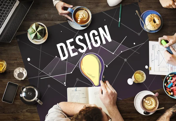 Mesa con póster con diseño — Foto de Stock