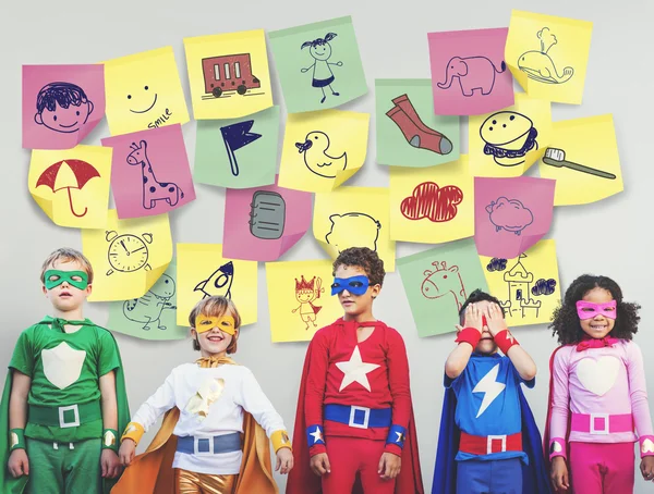 Happy cherful Superhero Kids — Stock Photo, Image