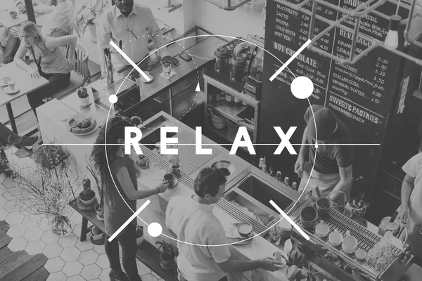 Mensen in café en Relax — Stockfoto