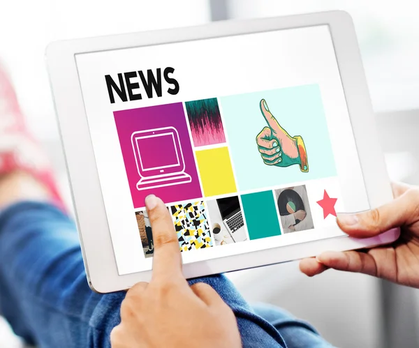 Person with digital tablet in hands — Stock Photo, Image